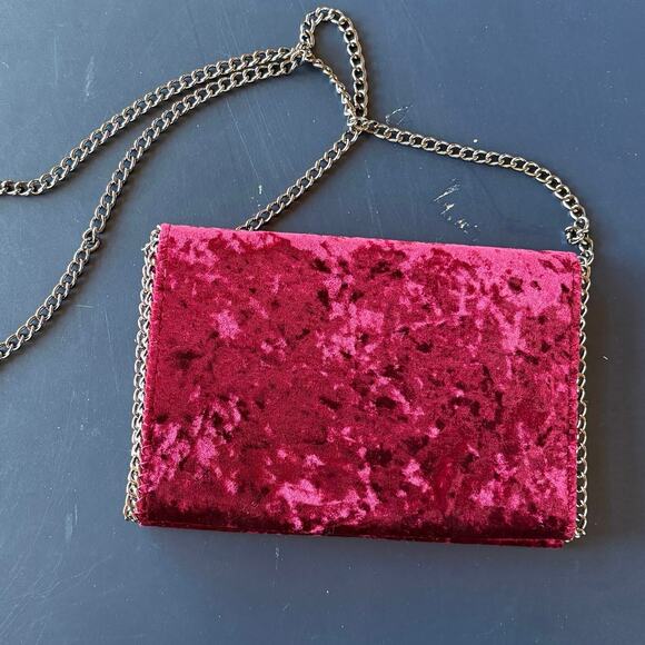Burgundy Velvet Bag Gothic Gunmetal Silver Chain Crossbody Chelsea28 Nordstrom - Picture 5 of 11